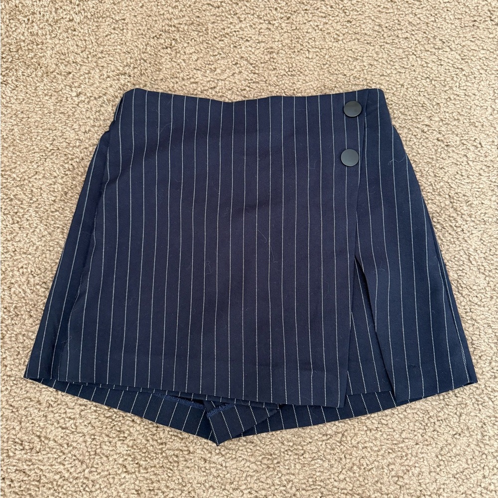 Navy Pinstripe Skort